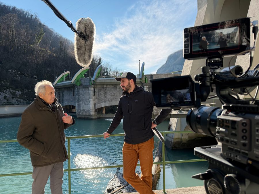 Dušan Jug in Rok Rozman - med snemanjem intervjuja (foto Rožle Bregar)